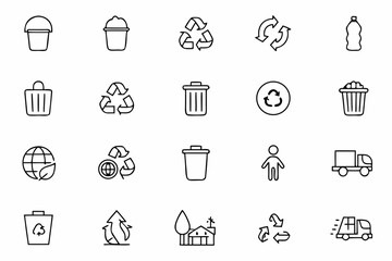 An elegant vector pack showcasing modern recycling practices in minimalist one-line style. Great for green packaging, environmental awareness, and CSR presentations.