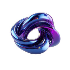 3d illustration of abstract metallic knot isolated on transparent background
