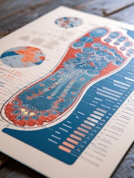 Reflexology Foot Map Displayed in Wellness Center Highlighting Various Reflex Points and Their Associated Health Benefits During a Holistic Therapy Session