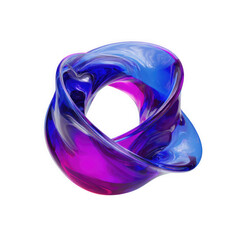 3d illustration of abstract blue and purple fluid shape isolated on transparent background