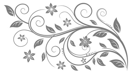 Elegant floral ornament with swirls and leaves isolated on white background, perfect for decorative design
