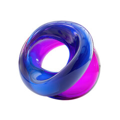 3d illustration of abstract blue and purple torus knot isolated on transparent background