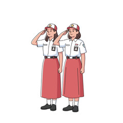 students standing in attention during Indonesian flag ceremony