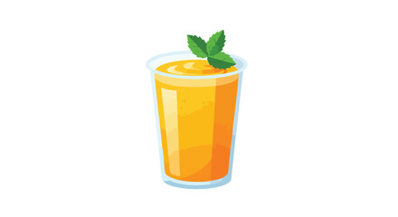 Vector Illustration of Refreshing Orange Juice Glass with Mint in Modern Minimalist Style