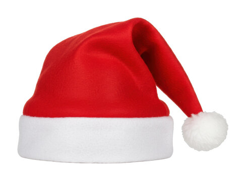 Classic santa hat with red velvet and white trim for festive holiday celebrations. Cut out PNG