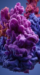 Abstract ink cloud, vibrant purple, and blue hues