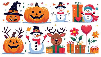 Set of modern holiday characters