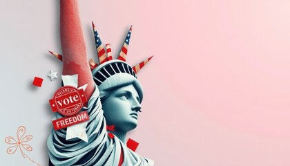 Statue of Liberty in patriotic theme with voting theme illustration