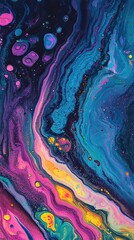 Colorful acrylic oil spill and oil liquid background for display or montage your products. Mockup for display of product. Chromatic explosion of liquid pigments.