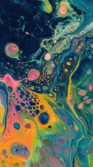 Colorful acrylic oil spill and oil liquid background for display or montage your products. Mockup for display of product. Chromatic explosion of liquid pigments.