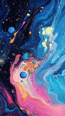 Colorful acrylic oil spill and oil liquid background for display or montage your products. Mockup for display of product. Chromatic explosion of liquid pigments.