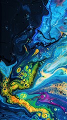 Colorful acrylic oil spill and oil liquid background for display or montage your products. Mockup for display of product. Chromatic explosion of liquid pigments.