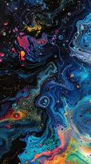 Colorful acrylic oil spill and oil liquid background for display or montage your products. Mockup for display of product. Chromatic explosion of liquid pigments.