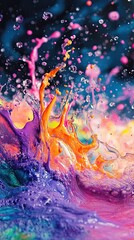 Colorful acrylic oil spill and oil liquid background for display or montage your products. Mockup for display of product. Chromatic explosion of liquid pigments.