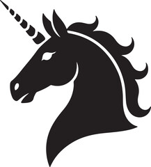 Unicorn Head Logo  Icon Set, Vector Silhouette for Magic and Fantasy Brands.