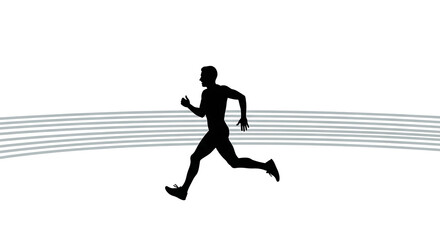 Obraz premium Silhouette of a man running on a track with motion lines