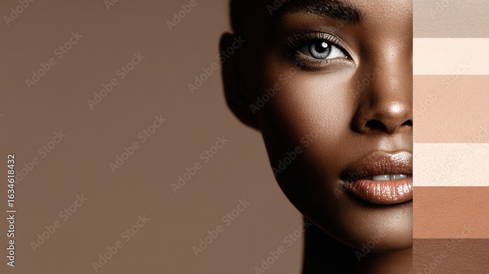 Poster gradient bar for skin tones showcasing texture realism with space for personalized messages