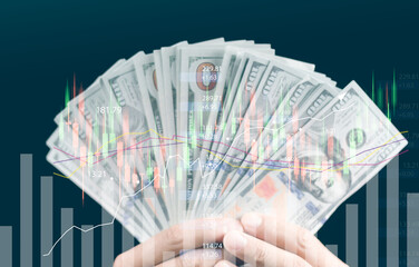 Business finance and investment concept, Capital gain world money economic growth. coin stack...