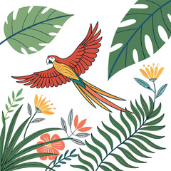 Naklejka premium Seamless floral pattern with autumn leaves and birds