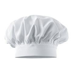 White chef's hat, full view.  Rounded crown, smooth fabric, simple design