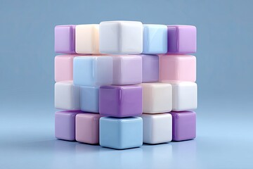 Pastel-colored cubes stacked to form a large cube