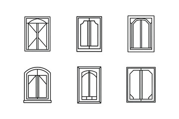 glass panel door icon line art vector illustration