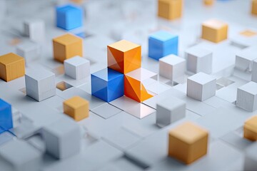 Geometric pattern of cubes in varying colors