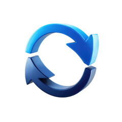 3d illustration of blue circular arrows isolated on transparent background