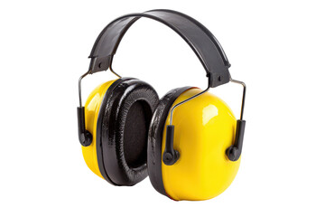 Yellow hearing protection equipment displayed on a white background for noise reduction in various environments