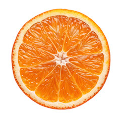 Close up of a juicy orange slice isolated on transparent background