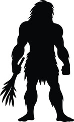 Strong caveman from stone age Vector Illustration isolated on a white background