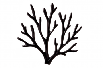 3d rendering of black coral against a transparent background, enhancing marine-themed projects with its striking detail and elegance