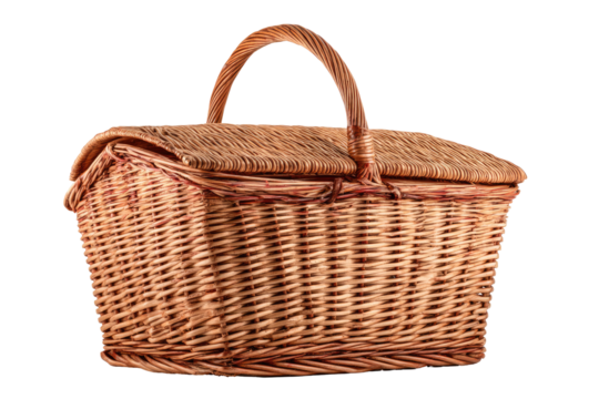 Wicker picnic basket with a hinged lid