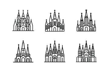 sagrada familia icon line art vector illustration