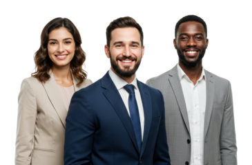 Diverse professional group portrait with young adults in business attire. Cut out PNG