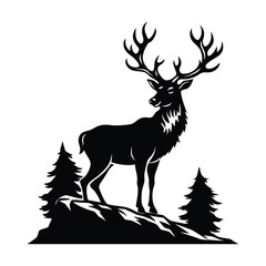 a majestic stag standing tall on a cliff edge