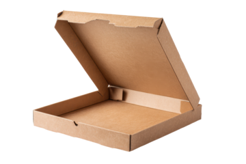 Open pizza box ready for service at a busy restaurant during dinner time