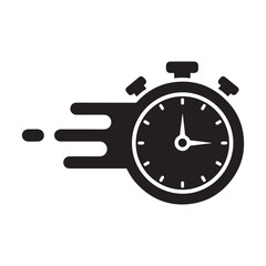 Stopwatch in motion, symbolizing speed and efficiency, graphic vector illustration on white background