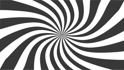 Hypnotic spiral background with black and white lines creating an optical illusion isolated on white background