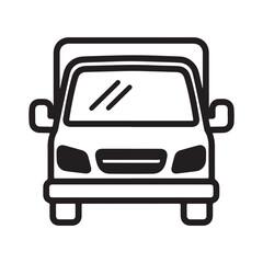 Truck icon, black and white vector illustration