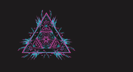Neon Abstract Geometric Vector Pattern with Triangular and Spiked Elements in Futuristic Style