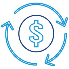 The circular arrow icon represents the cycle, rotation, or movement of funds that are continuously reused or distributed.