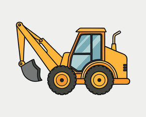 Fototapeta premium Side profile of a backhoe loader for construction and industrial use