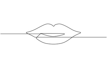 Human Lips Continuous Line Icon, vector.