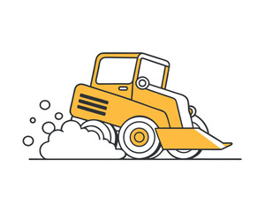 Fototapeta premium Outline illustration of a bulldozer pushing dirt on flat ground suitable for construction or heavy machinery themes