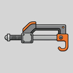 Gray bar clamp with bright orange jaw grips industrial tool illustration