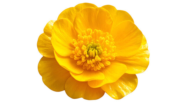 yellow buttercup flower with rose isolated on white background
