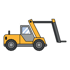 Naklejka premium Flat design telehandler with yellow frame and gray accents for construction or logistics