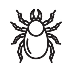 Black Line Drawing of a Tick on White Background, Vector Illustration