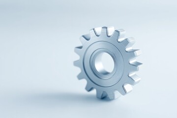 Shiny metallic gear on minimalistic background, showcasing preci